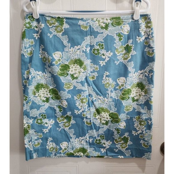 Talbots Dresses & Skirts - Talbots Women's Short Straight Pencil Skirt Back Zip Blue Green Floral Size 10